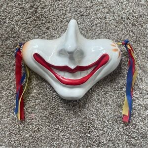 Ceramic Clown Mask with Colorful Ribbons